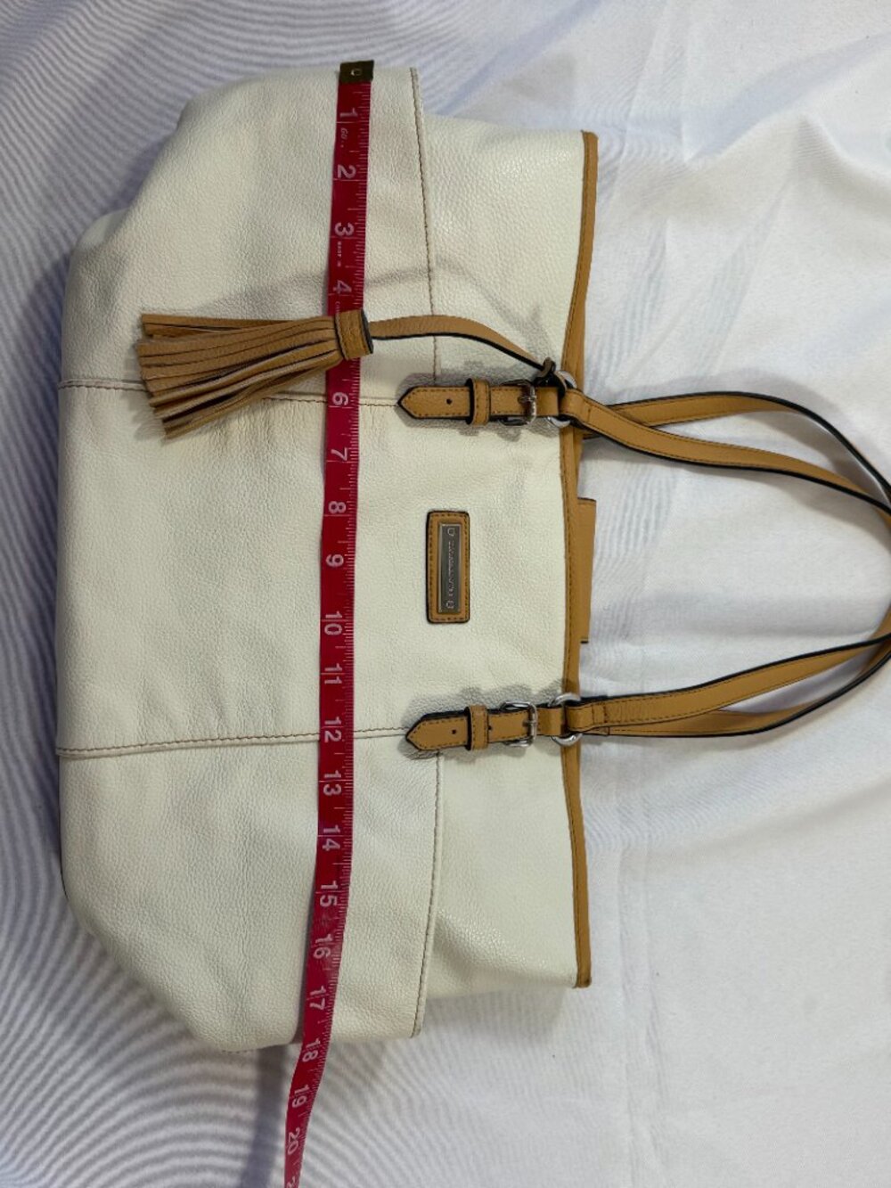 Tignanello Genuine Leather French Shopper Tote W/ Tassle, Colorblock, Like New! - Picture 15 of 16